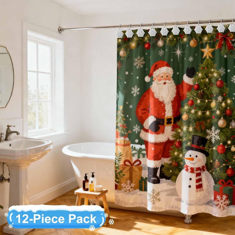 VinTS 12PCS Sliver Snowflake Shower Curtain Hooks,Christmas Shower Curtain Hooks, Sliver Snowflake Winter Decoration for Christmas Bathroom Living Room - Image 4
